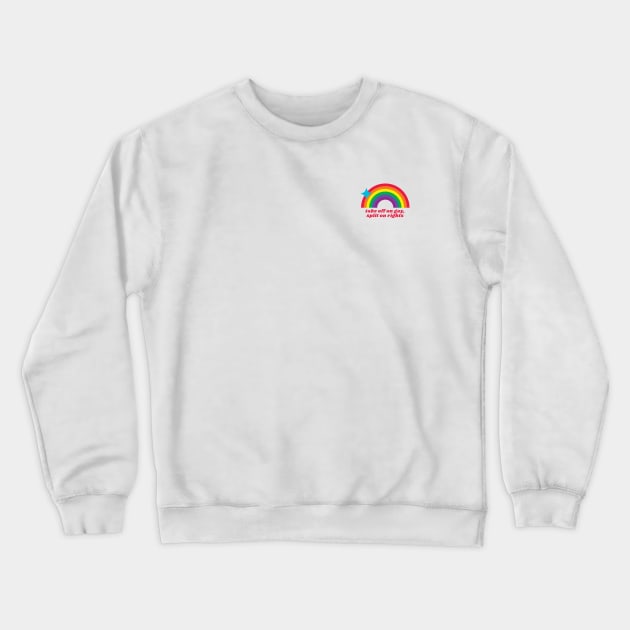 (pocket size) take off on gay, split on rights Crewneck Sweatshirt by Half In Half Out Podcast